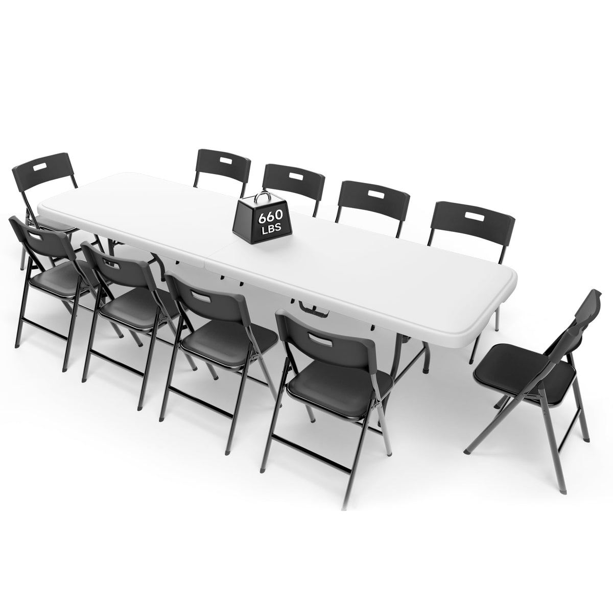 Portable 6-Piece Folding Table and Chairs Set – Heavy-Duty 6ft Camping & Party Furniture for Indoor/Outdoor Events (All-Weather, Black)