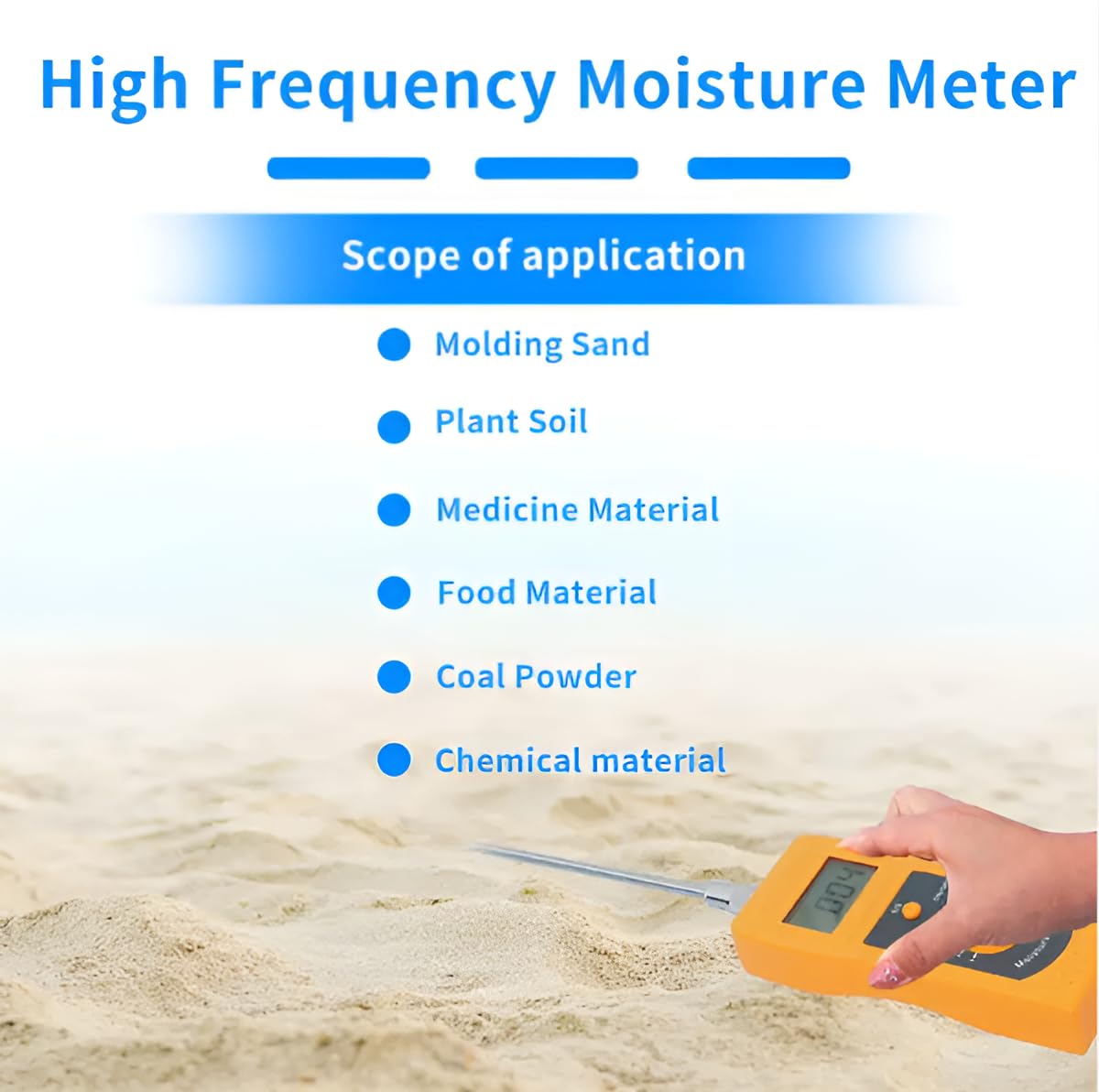 High Frequency Food Moisture Meter for Raw Materials, 0-80% Moisture Range, Accurate ±0.5%, Portable Digital Analyzer for Meat, Bean Paste, Puree, Seeds & More