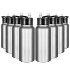 32 oz Insulated Water Bottle Bulk 8 Pack, Stainless Steel Sports Water Bottles with Straw Lid & Wide Mouth Lids, Double Walled Vacuum, Leak Proof, White