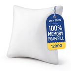 AM AEROMAX 18x18 Memory Foam Throw Pillow Inserts, 4 Pack, Square, White