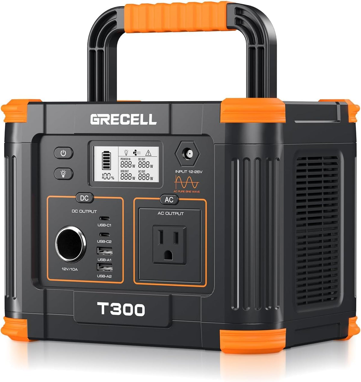 GRECELL 999Wh Solar Generator 1000W Portable Power Station for Outdoor