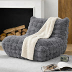 Memory Foam Bean Bag Chairs with Filler Faux (Dark Grey)