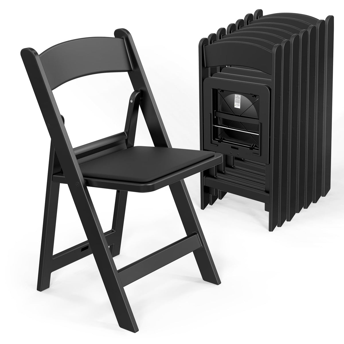 VINGLI Resin Folding Chairs with Cushion, Foldable Plastic Chair with Comfortable Padded Seats, Perfect for Event Party Indoor Outdoor, White, 8 PC