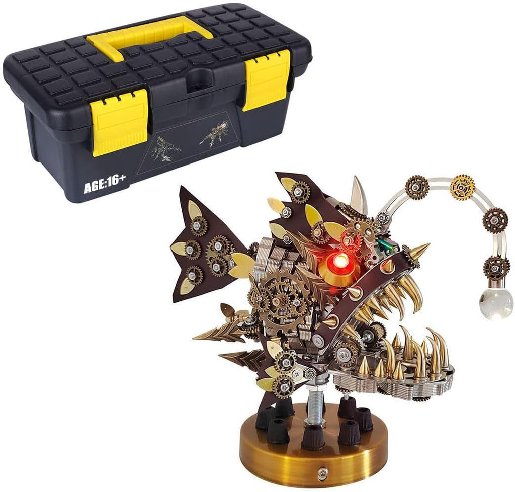 3D Metal Puzzle Mechanical Lantern Fish Model Kit with Color Changing Lamp