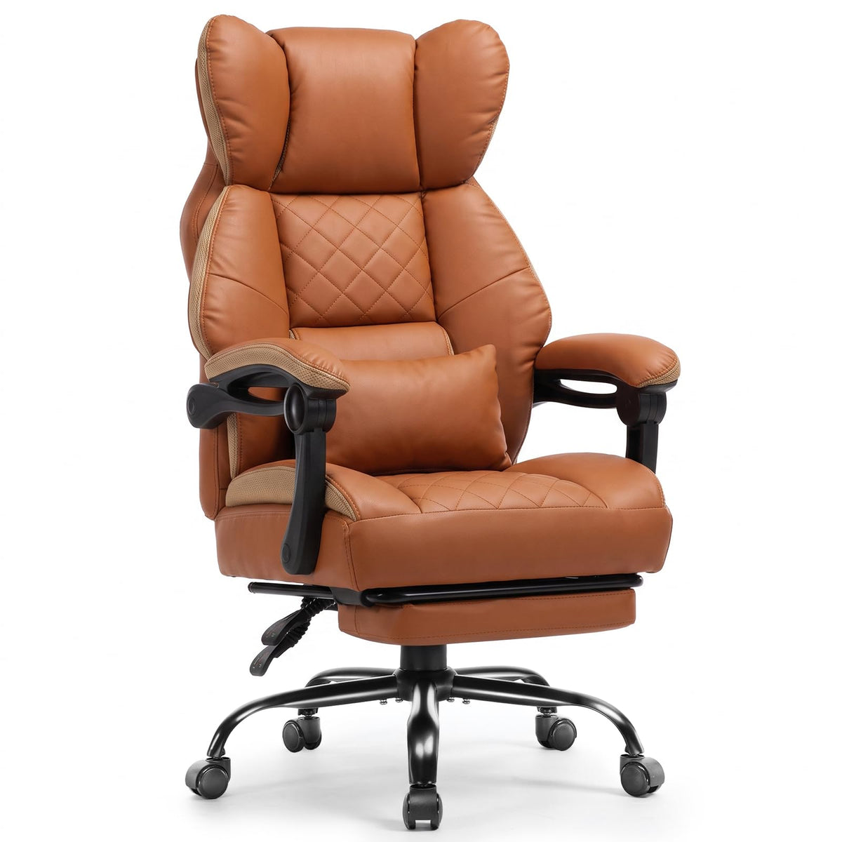 GTPLAYER Big&Tall Ergonomic Gaming Chair, Wide Spring Seat, Linkage Armrest,Earth BLK