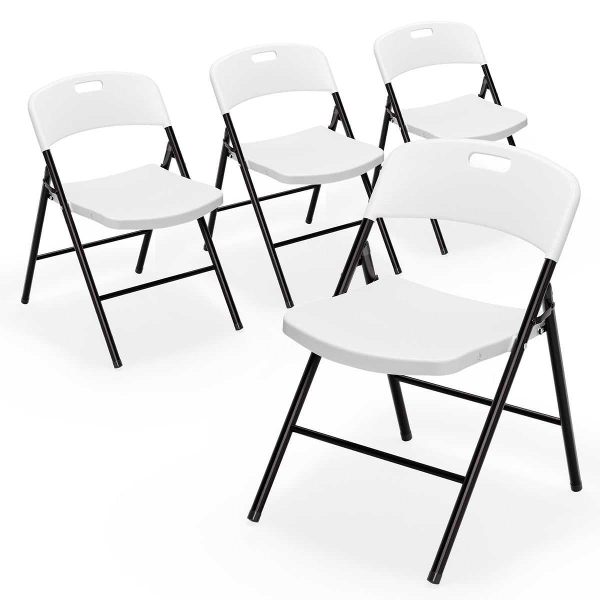 VINGLI Folding Chairs, Plastic Foldable Chair, Capacity up to 350 lbs, Portable Seating for Indoor Outdoor Events Parties Camping Work School Commercail (12, White)