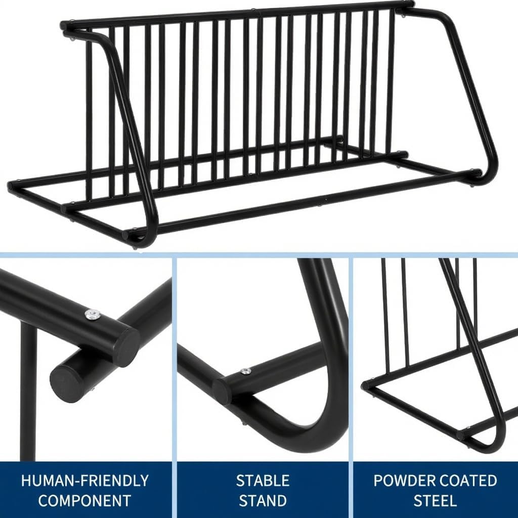 10-Bike Floor Rack, 122" Steel Single-Sided Bike Storage Stand