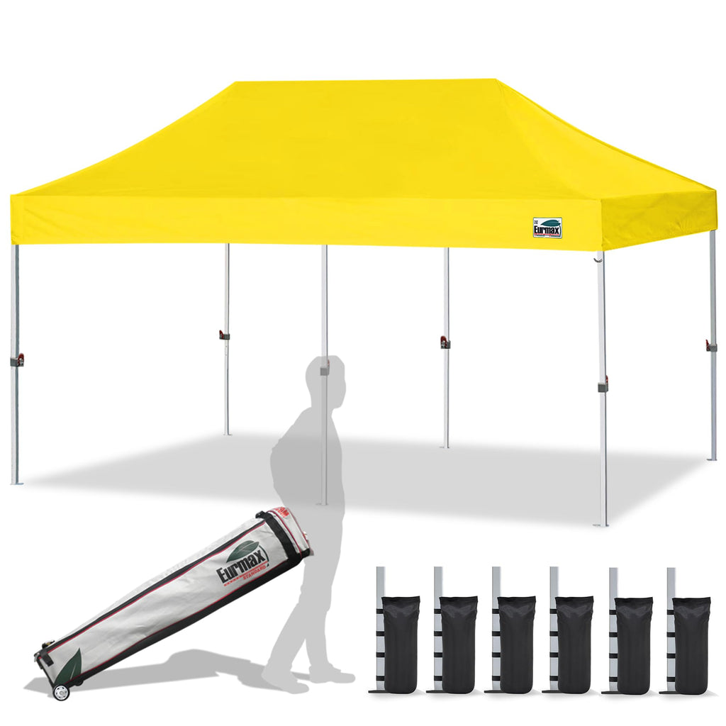 Eurmax USA 10x10ft Pop Up Canopy,Commercial Instant Tent for Outdoor Events,Patented No-Tip Rolling Storage Bag with 4 Sandbags,UV & Water Resistant,Heavy Duty Portable Shelter Gazebo,White