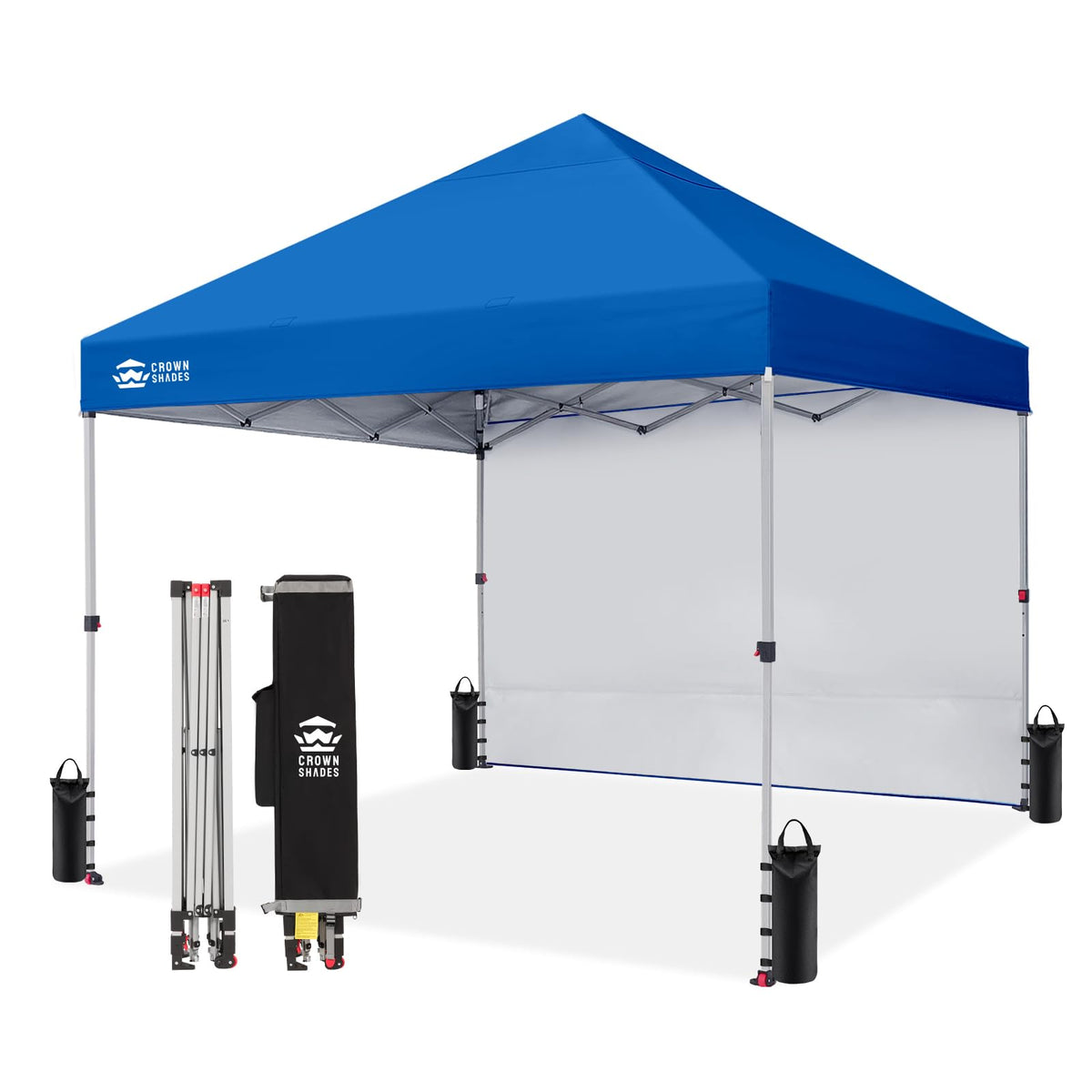 CROWN SHADES 10x10 Pop Up Canopy with 1 Side Wall, Beach Canopy Tent, Red