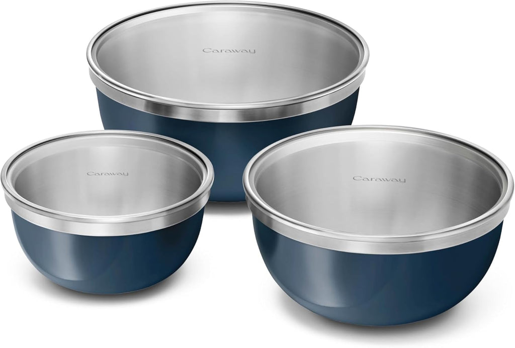 Caraway 6-Piece Stainless Steel Mixing Bowl Set with Glass Lids