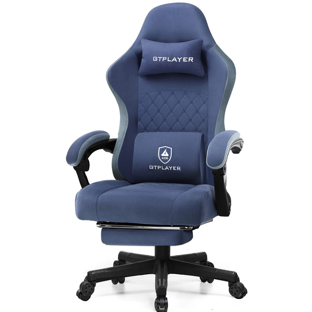 GTPLAYER Gaming Chair, Computer Office Chair with Pocket Spring Cushion, Linkage Armrests and Footrest, High Back Ergonomic Computer Chair with Lumbar Support Task Chair with Footrest(Black)
