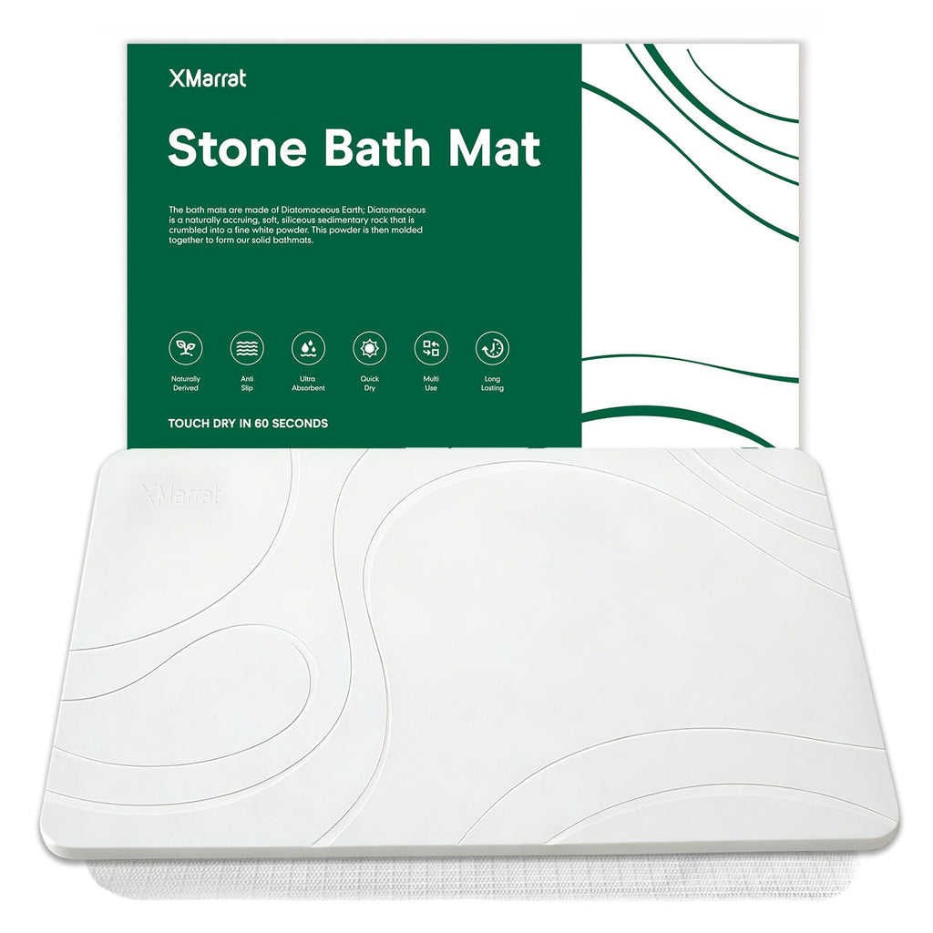 XMarrat Extra Large Stone Bath Mat for Bathroom, 2 Pack, 31.5"x19.7"