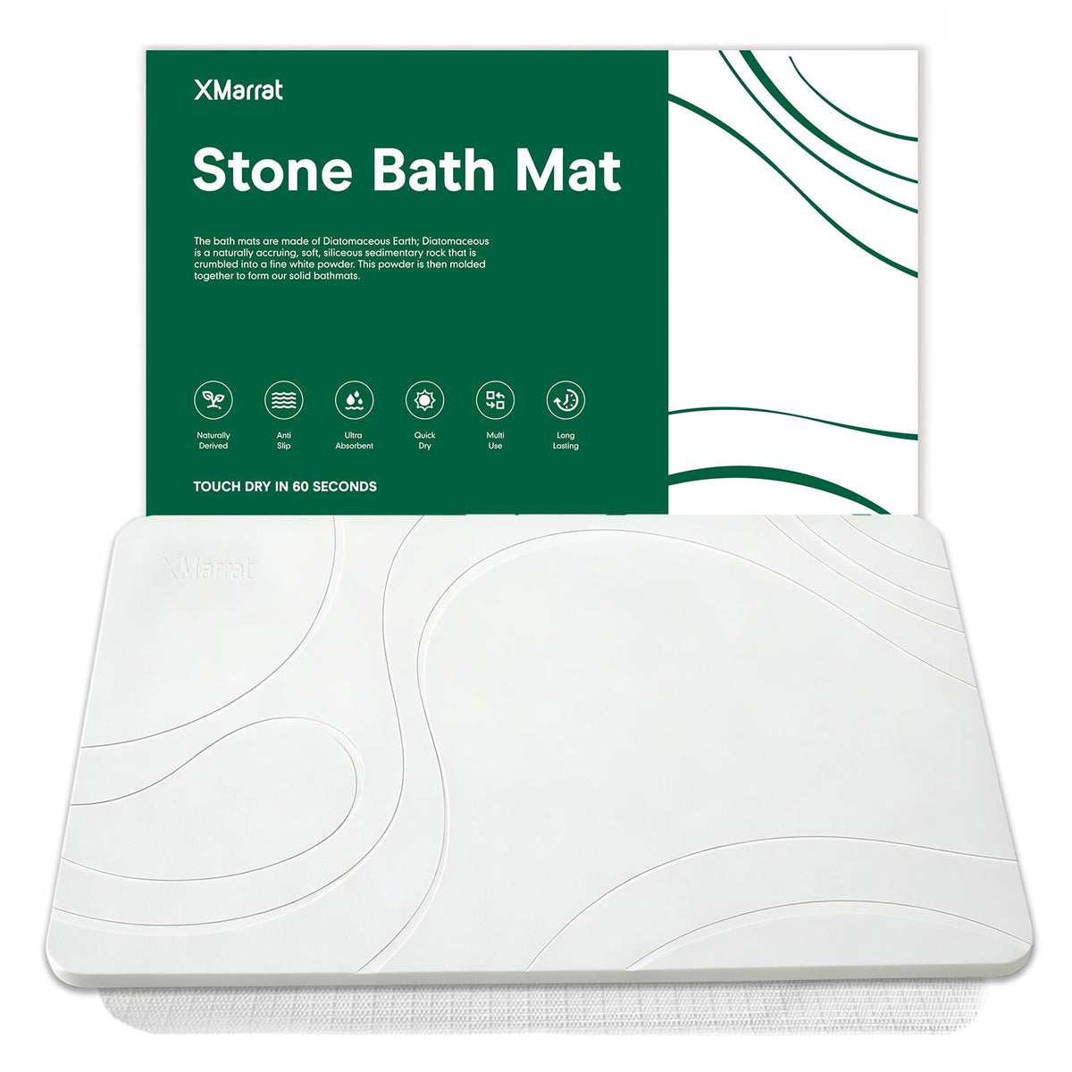 XMarrat Extra Large Stone Bath Mat for Bathroom, 2 Pack, 31.5"x19.7"