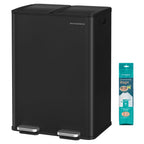 SONGMICS Trash Can, 13 + 6 Gallon Dual-Compartment, Soft-Close Lid