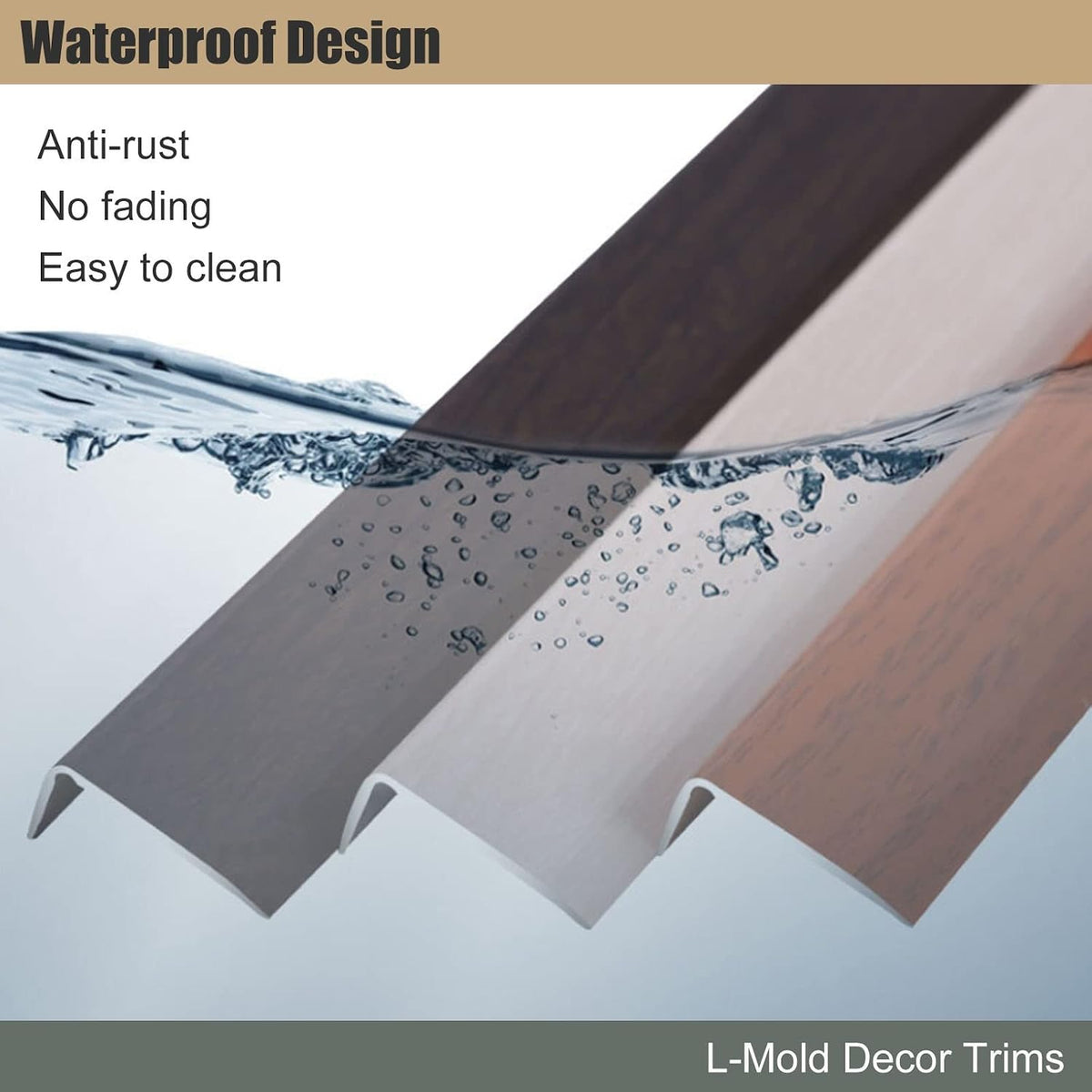 L Molding Metal Stair Steps Corner Trim Window Sill Edge Protectors, Wood Grain Finish Floor Transition Strip for Wooden Flooring/Laminate Floor (#4 60in/152cm)
