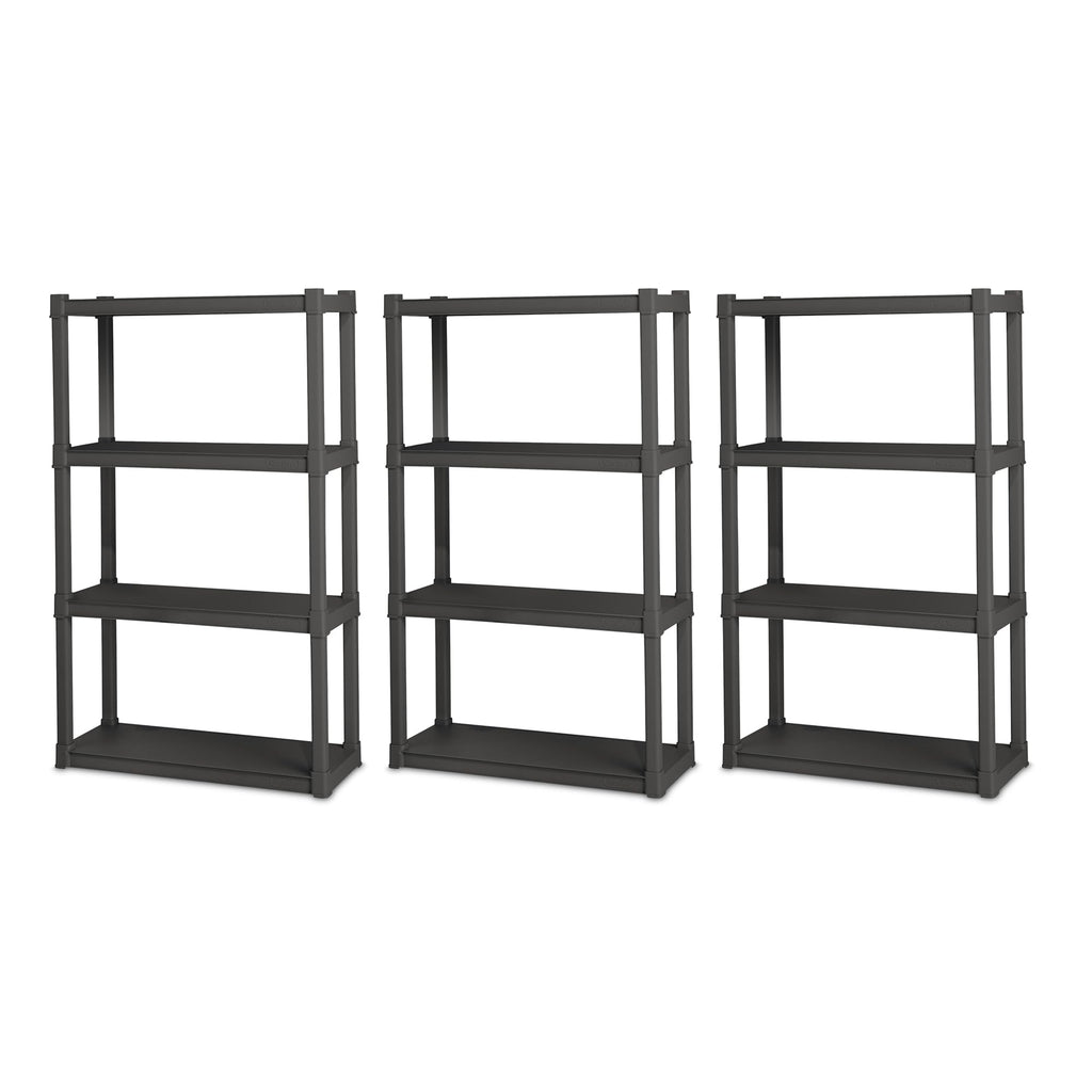 Sterilite 4 Shelf Unit, Heavy-Duty Plastic Utility Storage Rack, 2-Pack