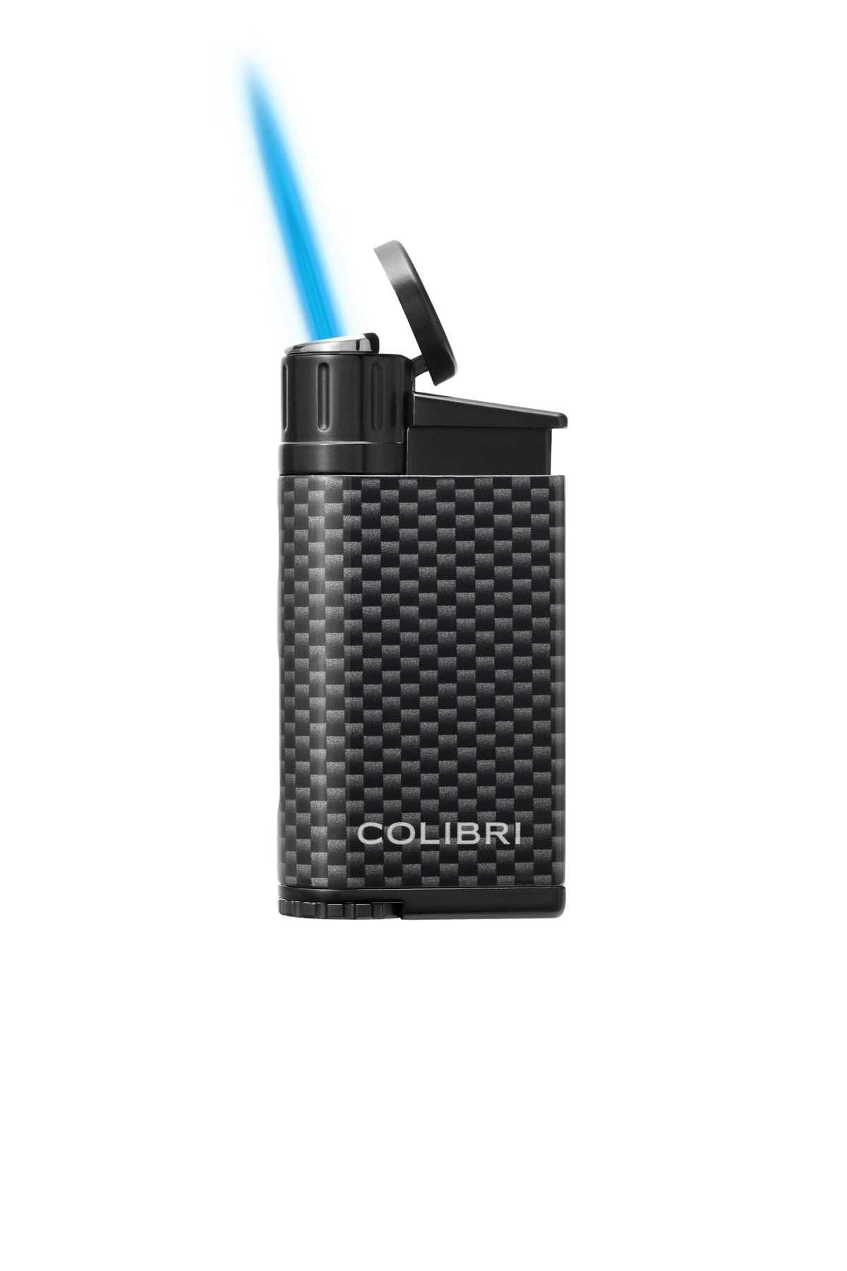 Colibri EVO Angled Single Jet Flame Refillable Butane Torch Lighter, Windproof, User-Friendly with Pachmayr Grip, Blue Fuel Window and Adjustable Flame - Sleek Design (Blue)