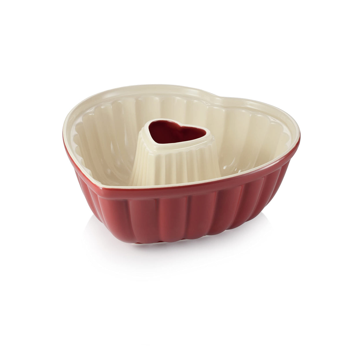 Tescoma - 622212 Delìcia Cake Tins with Heart Shaped Donut Mould, Ceramic, Dishwasher Safe, Red and White