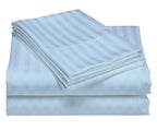 USA Queen Sheet Set in Peach Stripe 400 Thread-Count 100% Egyptian Long Staple Cotton, Sateen Weave for Soft and Silky Feel, Breathable 4-Piece Bedsheet, Elasticized 24'' Extra Deep Pocket