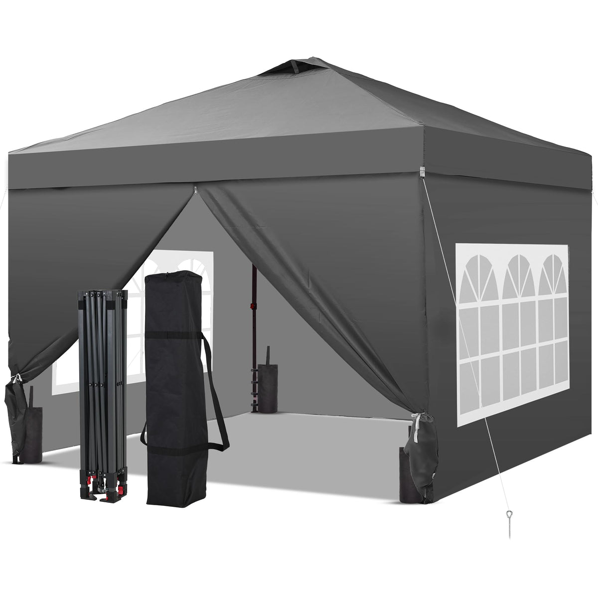GDY 10x10FT Pop-Up Canopy Tent — with 4-Side Walls & Vented Top, Portable Outdoor Event Tent for Garden, Poolside, Parks, Parties,Camping, Pink.