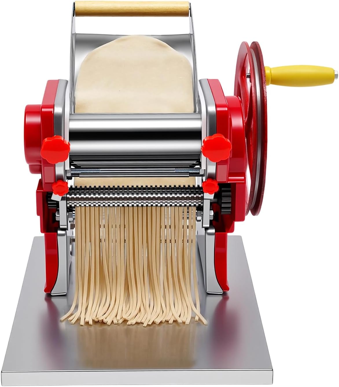 Manual Pasta Maker Machine,Stainless Steel Roller Pasta Maker with 0.5-5mm Adjustable Thickness,Noodle Cutter Perfect for Dumpling Wonton Wrappers Noodles