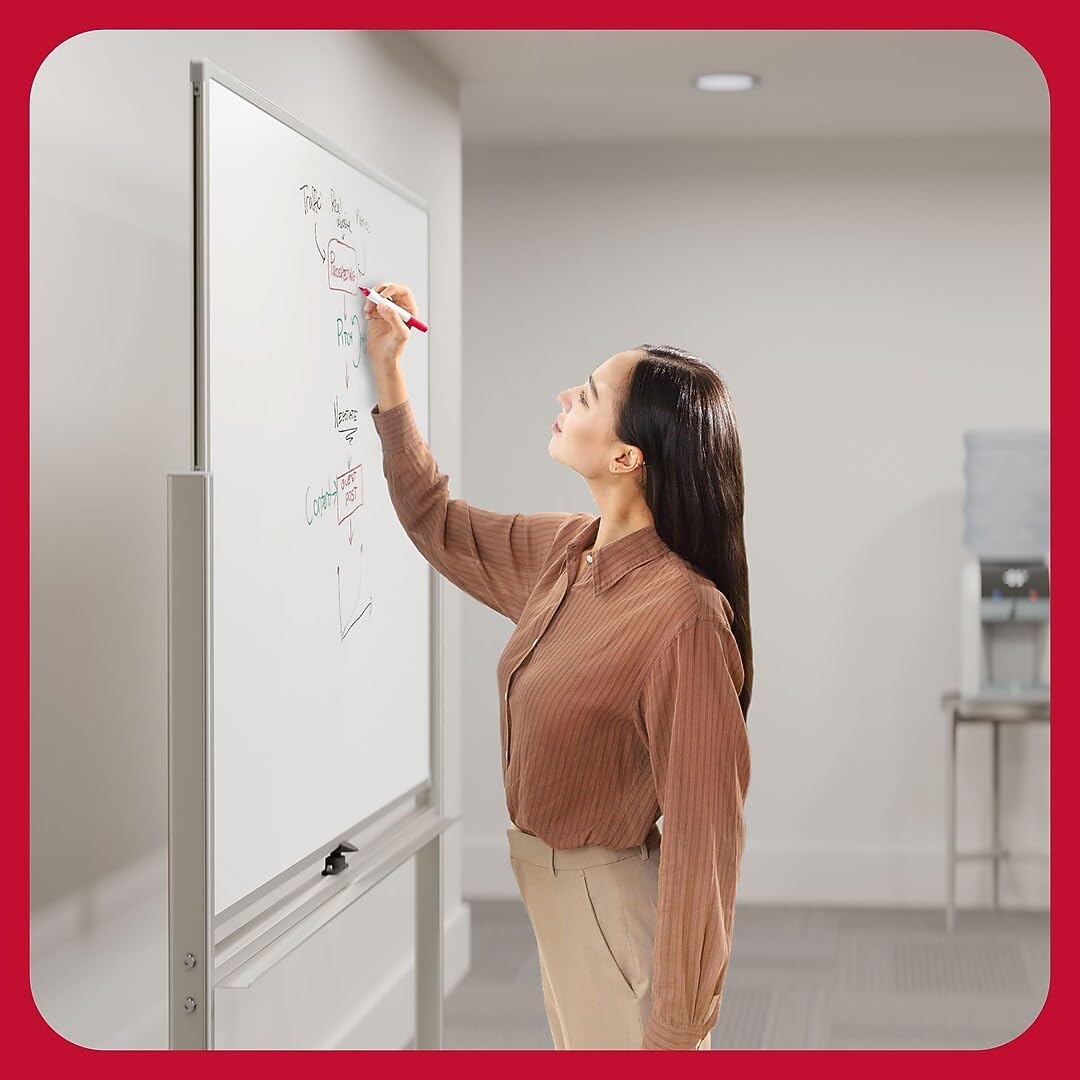 TRU RED Magnetic Mobile Dry Erase Board, 40x60 In, Double-Sided