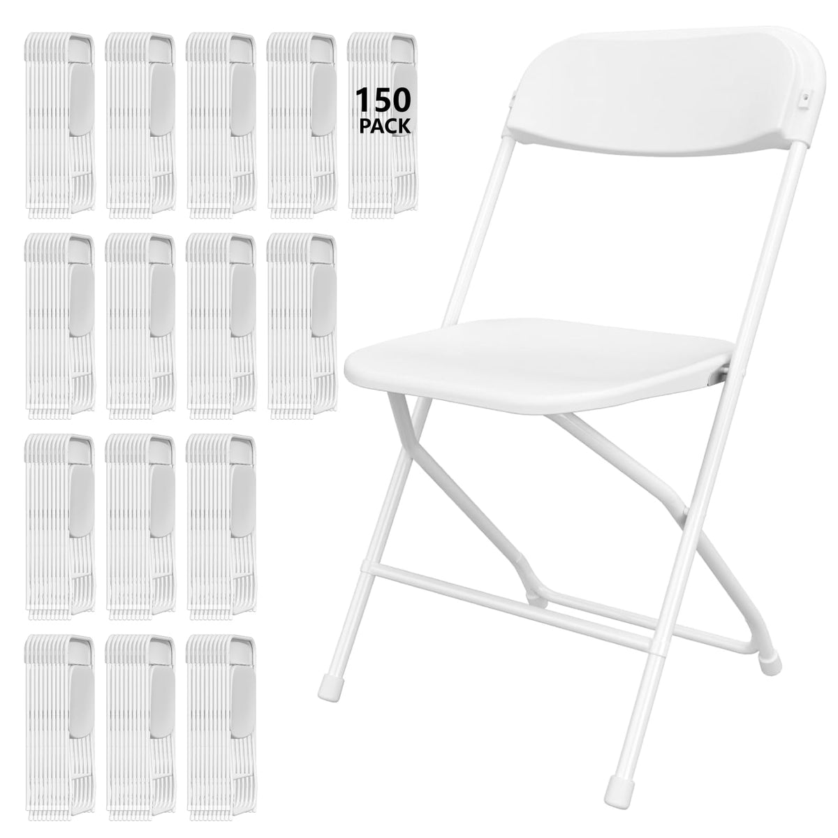 10 Pack White Folding Chairs for School Events Wedding Party Picnic
