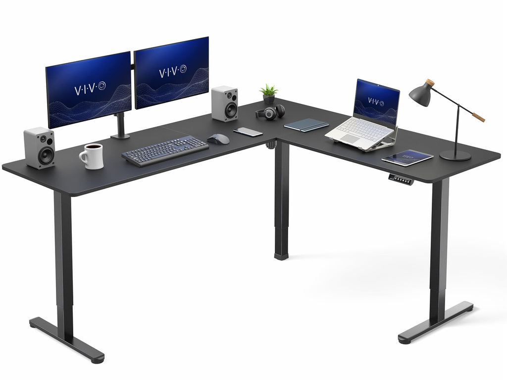VIVO Black 63 x 55 in Corner Standing Desk, DESK-E3CTB