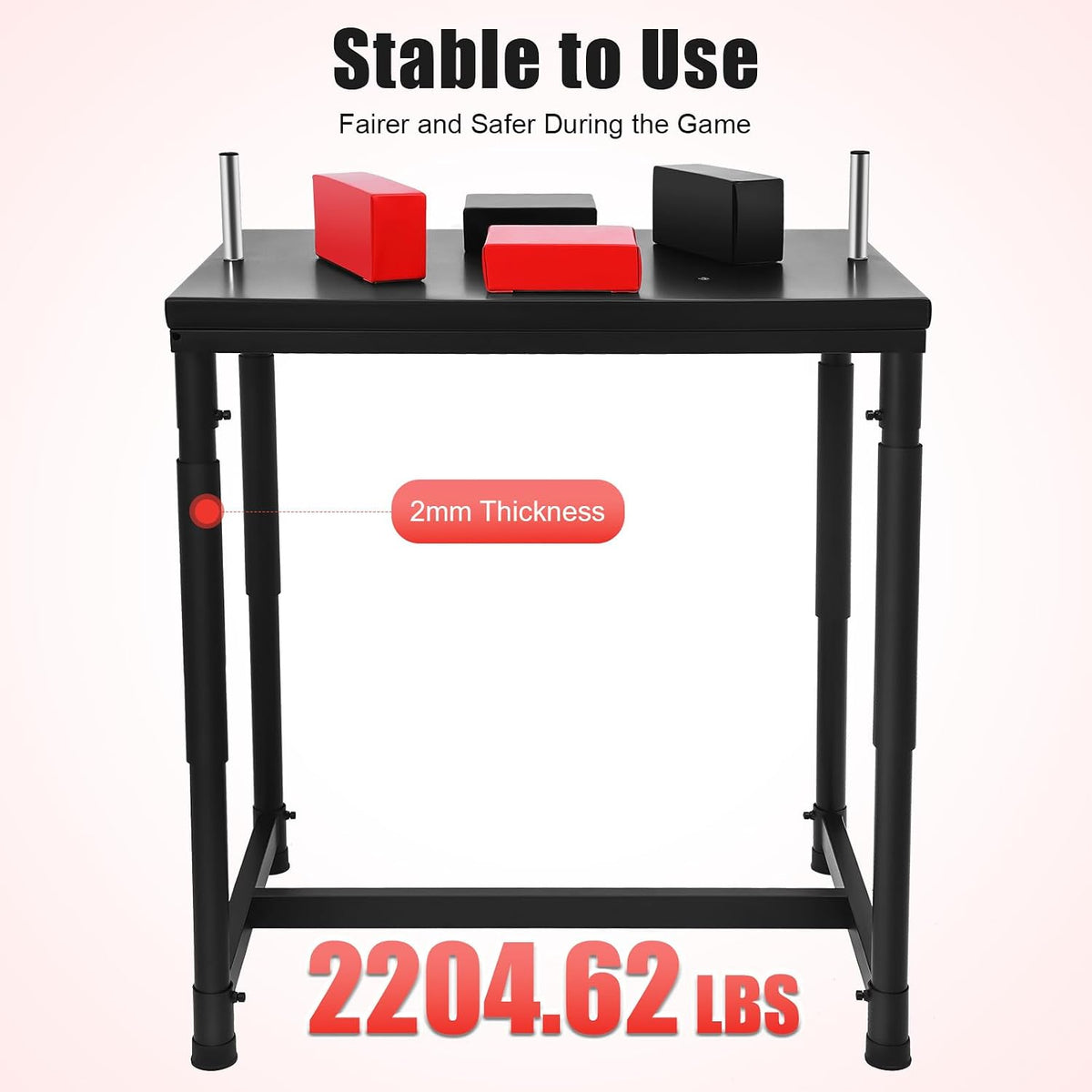 Professional Arm Wrestling Table, 2200LBS Standard Adjustable Design Standard Arm Wrestling Battle Table Standards Wrist Stands with Wrist Strap Strength Training Equipment for Gyms Sports Arenas Homes Club Office