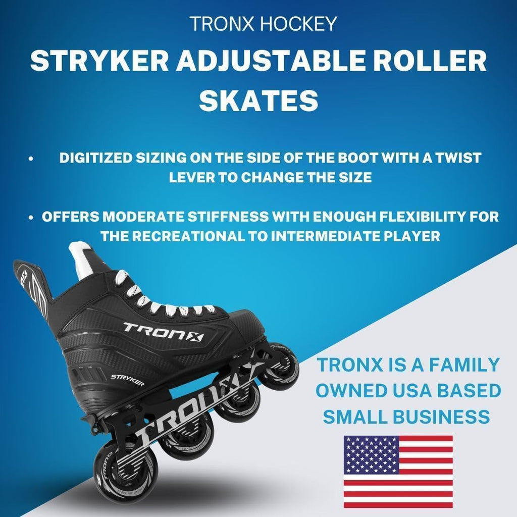 TronX Stryker Adjustable Senior Intermediate Junior Youth Roller Inline Hockey Skates