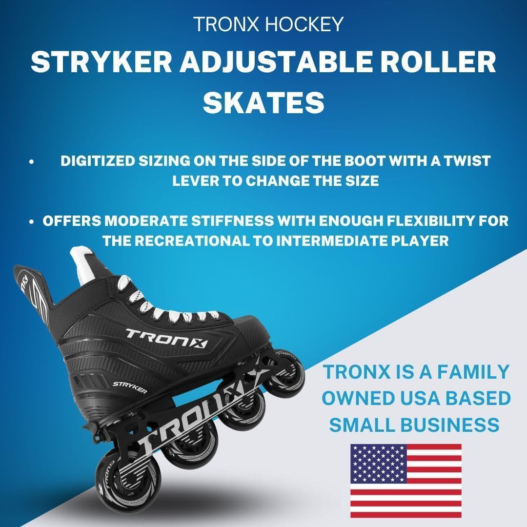 TronX Stryker Adjustable Senior Intermediate Junior Youth Roller Inline Hockey Skates