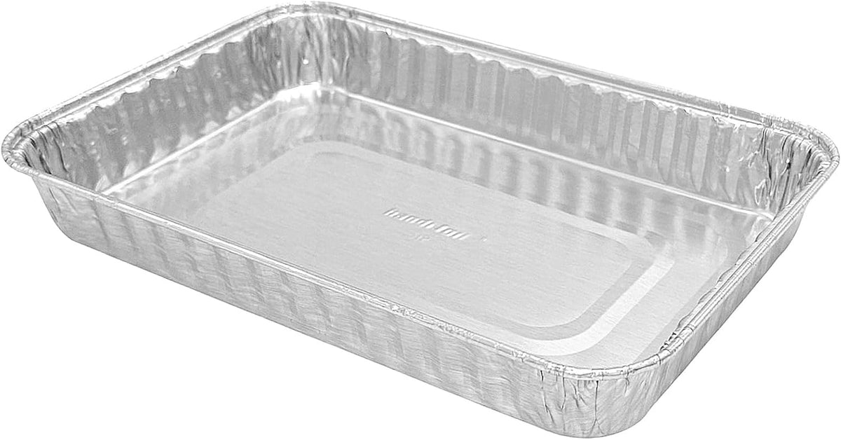 PACTOGO 9" x 6" x 1.25" Oblong Disposable Aluminum Foil Danish Cake Pans - Ideal Baking Tins for Sweets, Cakes, Cookies, Brownies (Pack of 100)
