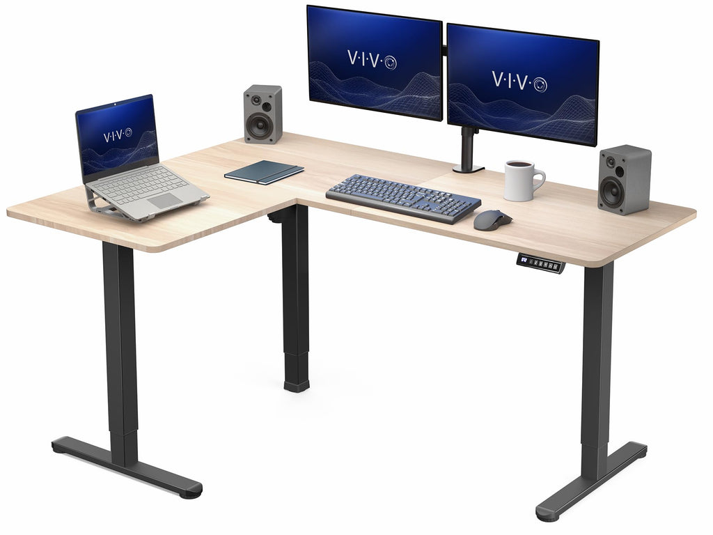 VIVO Black 63 x 55 in Corner Standing Desk, DESK-E3CTB