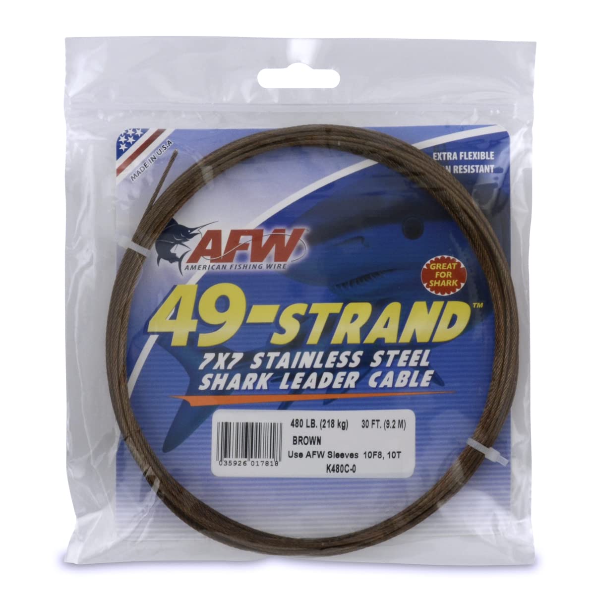 AFW Fishing Wire 49 Strand, 7x7 Stainless Steel Leader Cable, 90lb to 900