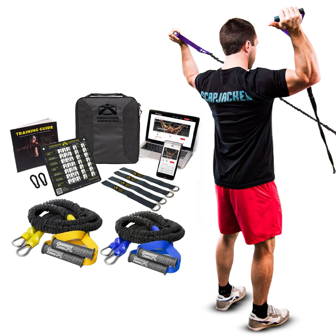 Crossover Symmetry Shoulder System Includes Two Sets of Resistance Bands Attachments Training Guide Exercise Chart Online Workouts for Home Fitness Rehab Rotator Cuff Exercises