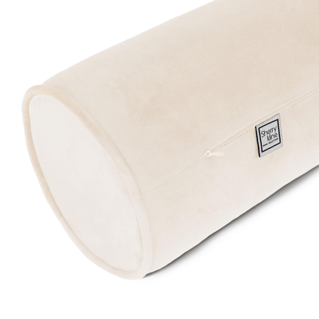 Sherry Kline Velvet Neck Bolster Pillows Set of 2, Plush Velvet Decorative Cylinder Throw Pillows for Couch, Sofa & Bed, Round Accent Pillow, Back & Neck Support, Brown, 18" x 6"