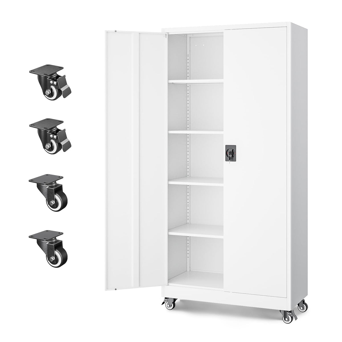 Letaya Black Storage Cabinet with Adjustable Shelves-Metal Home Kitchen Pantry Cabinets with Doors,Organization Locker for Cupboard/Bedroom/Dining/Living/Bathroom/Office/Garage Room