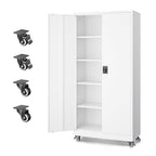 Letaya White Storage Cabinet with Adjustable Shelves-Metal Home Kitchen Pantry Cabinets with Doors,Organization Locker for Cupboard/Bedroom/Dining/Living/Bathroom/Office/Garage Room