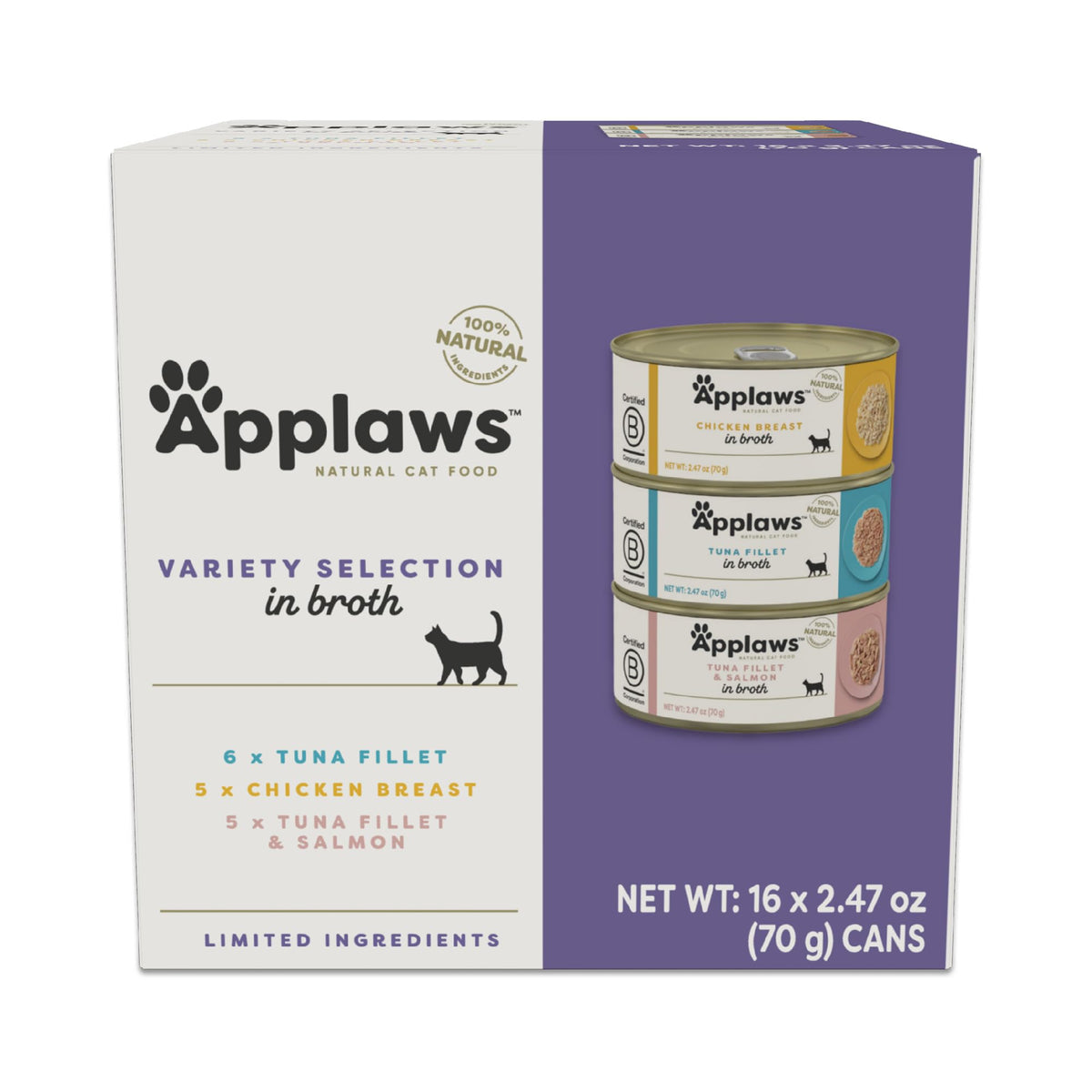 Applaws Fish Variety in Broth Wet Cat Food, 6-Flavor 36-Pack 2.47 oz Cans