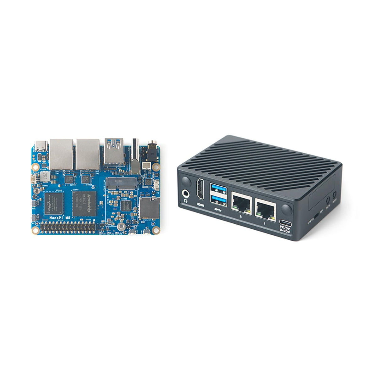 FriendlyElec Nanopi M5 Portable Mini Router OpenWRT - LPDDR5 8GB/16GB RAM 6TOPS NPU, RK3576 SoC with Al Model, Dual Gbps Ethernet for IoT NAS Smart Gateway (with WiFi Module, 4GB, TF Card Kit)