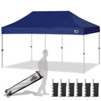 Eurmax USA 10x10ft Pop Up Canopy,Commercial Instant Tent for Outdoor Events,Patented No-Tip Rolling Storage Bag with 4 Sandbags,UV & Water Resistant,Heavy Duty Portable Shelter Gazebo,White