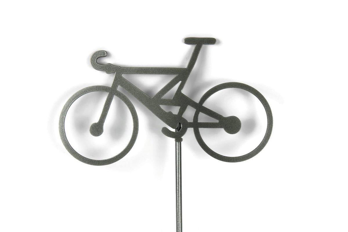 Hobby and Leisure Style Rustic or Powder Coated Metal Garden Stake or Stand (CUSTOM Medium Camper 23" Tall Including Stake, Silver)