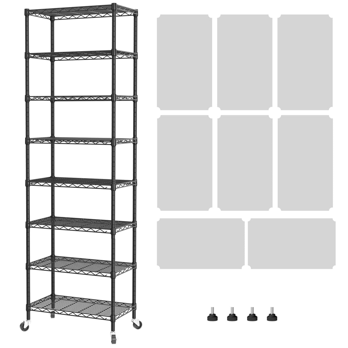 SINGAYE 5 Shelves Storage Wire Shelf Closet Metal Shelving Pantry Wheels