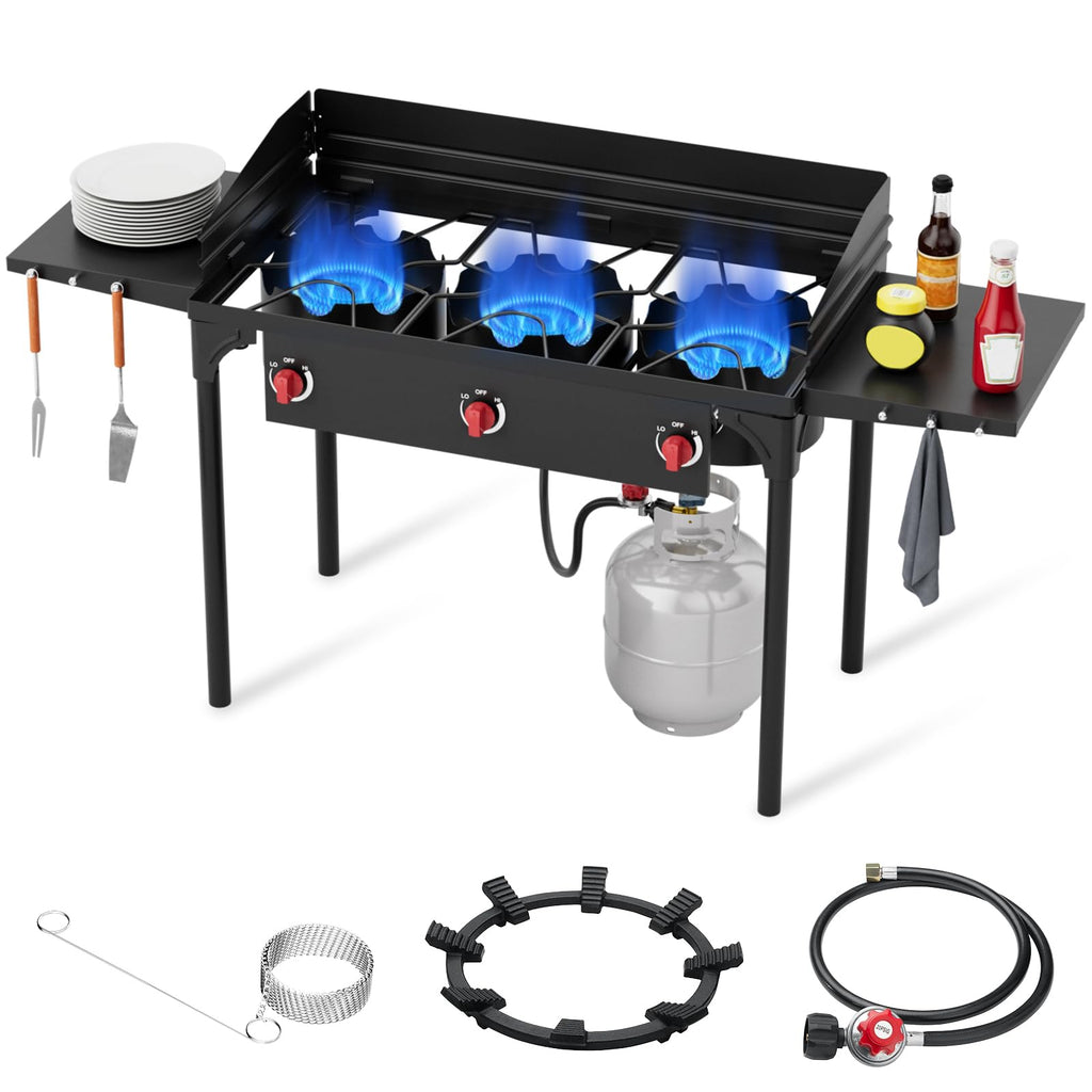 2-Burner Propane Camp Stove, High Pressure Outdoor Gas Burner