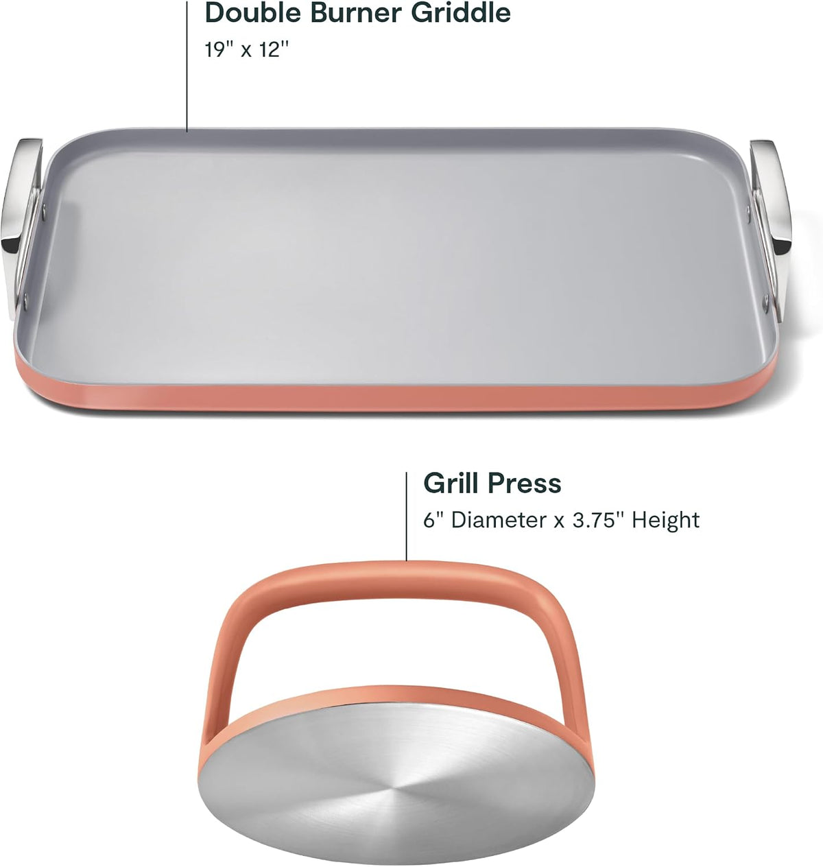 Caraway 19x12" Non-Stick Double Burner Griddle and Grill Press Set