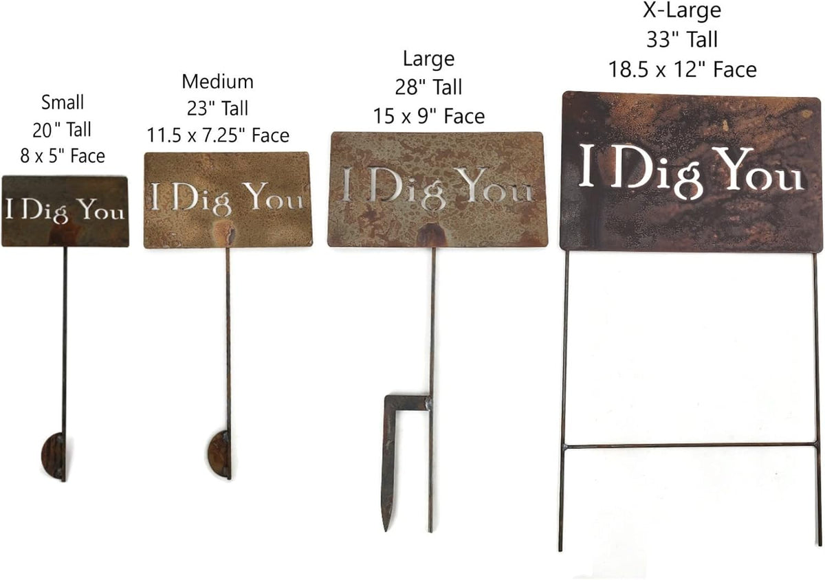 Funny Garden Stake 20 to 33 Inches Tall (I Dig You, XL 33" Tall)