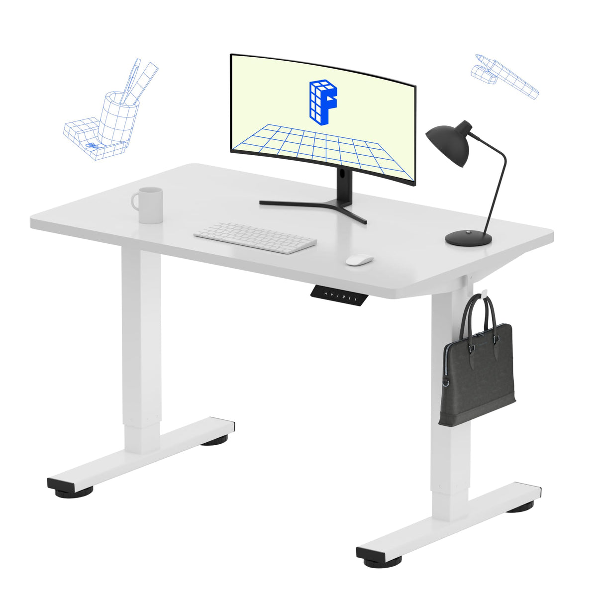FLEXISPOT EN1 One-Piece Standing Desk, Electric Adjustable with 4 Memory Presets, 176 LBS Capacity, Stable & Quiet, Seamless Desktop for Home Office & Dual Monitors, 48"x24" Black Walnut