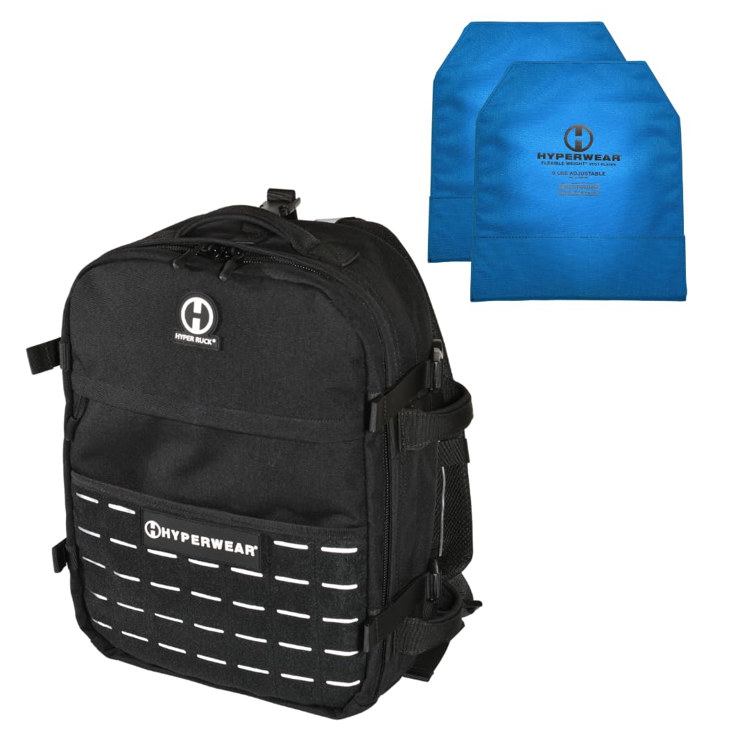 HYPERWEAR® Rucking Backpack with Weights for Walking - 20L Adjustable Weighted Ruck Pack, FlexLoad Plate System