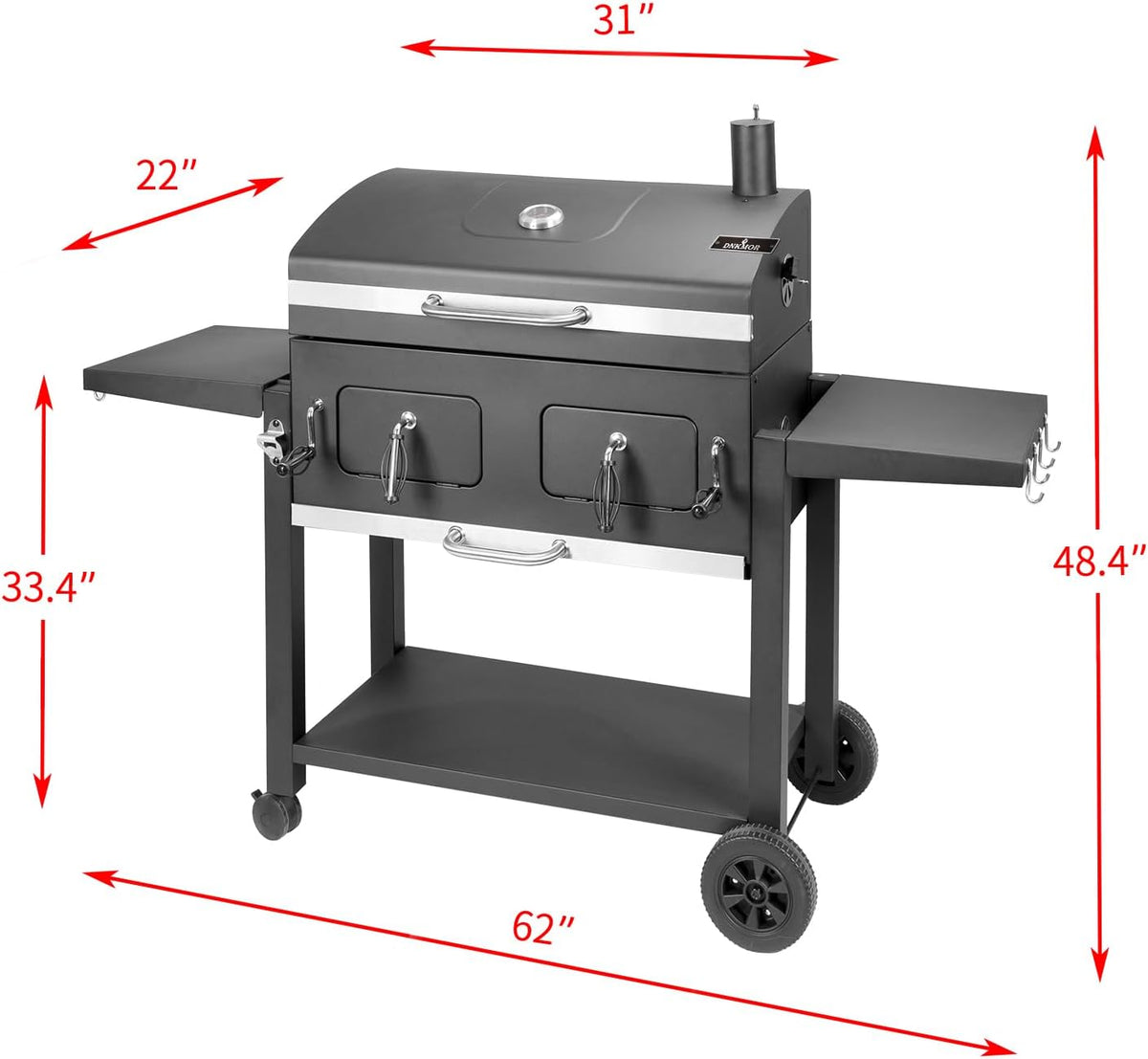 Charcoal Grill 753 Sq In,Extra Large BBQ Grill Adjustable Charcoal Trays