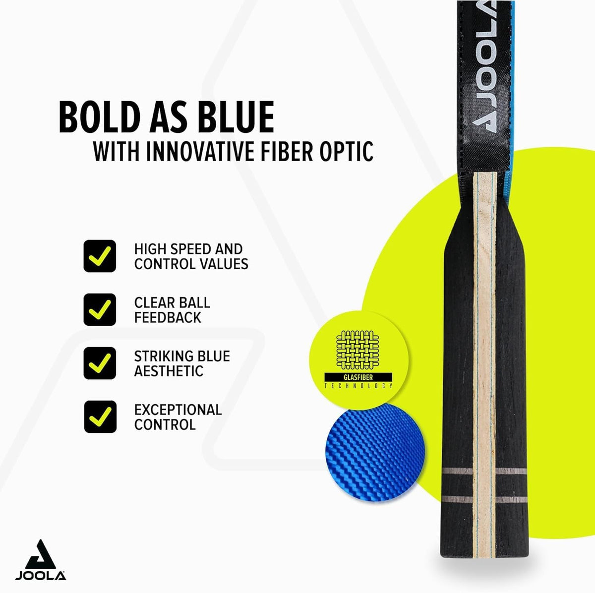 JOOLA Infinity GL Professional Ping Pong Paddles with Paddle Cover - 7-Layer Wood Fiberglass Blade - ITTF Approved - Pro Ping Pong Paddle for Advanced Control & Speed - Table Tennis Racket - Blue